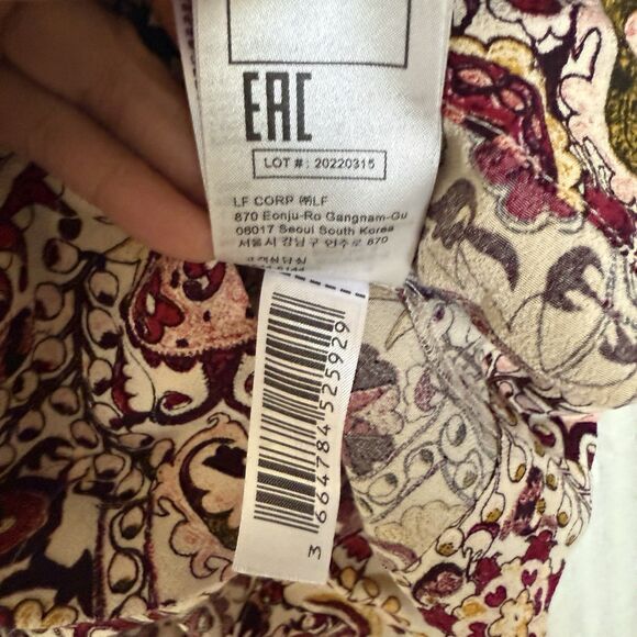 ba&sh Zarry Ecru Top Burgundy Multi Size 2 XS 100% Viscose - Picture 9 of 11